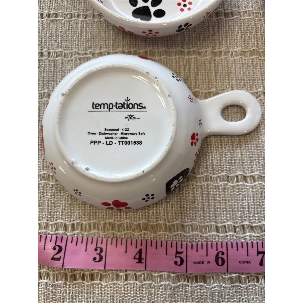 Temp-tations Pawfetti (4) Individual Handles Bowls Dog Cat Paw Prints Hearts